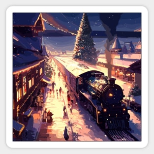 Christmas train station Sticker